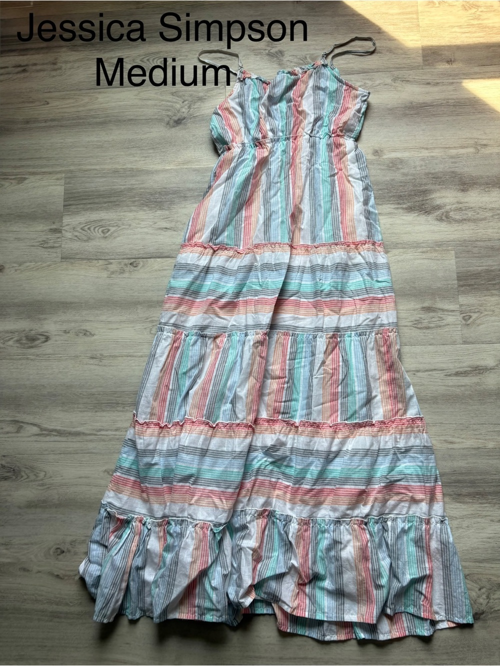 Jessica Simpson Pastel Striped Maxi Dress in Pink, Mint & White